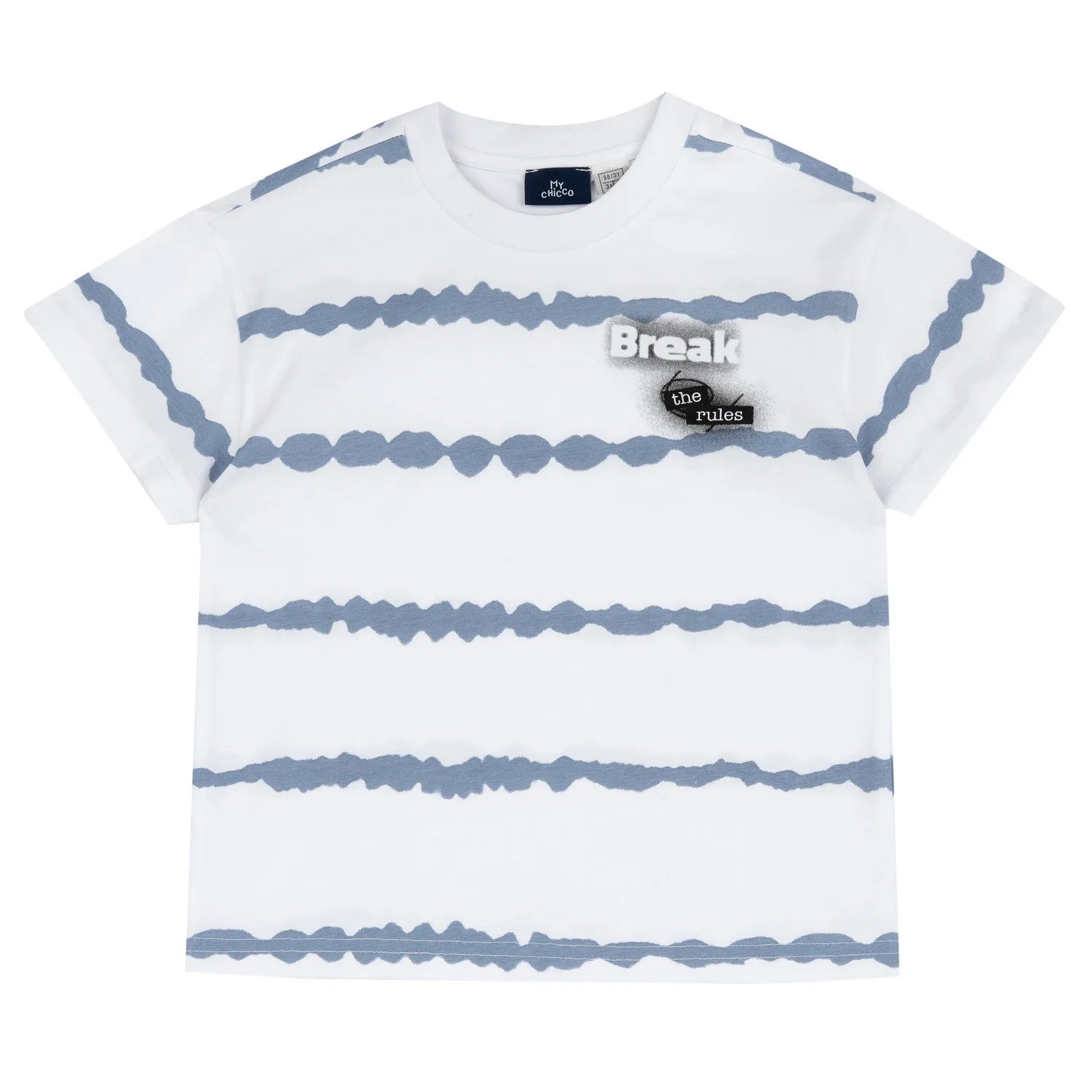 Boys White Light Blue Printed T-shirt