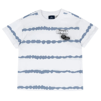 Boys White Light Blue Printed T-shirt
