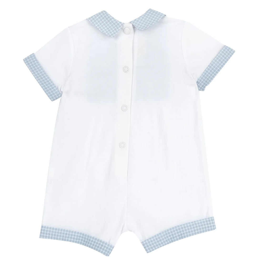 Boys White and Light Blue Short Sleeve Romper