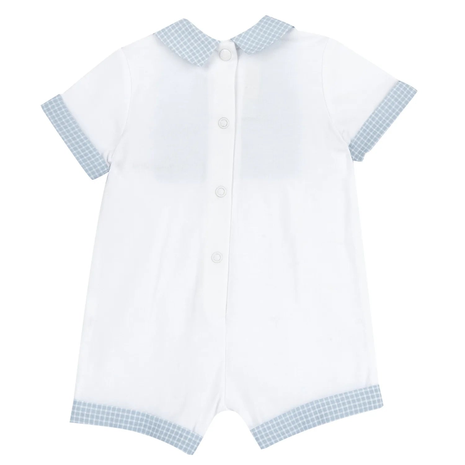 Boys White and Light Blue Short Sleeve Romper