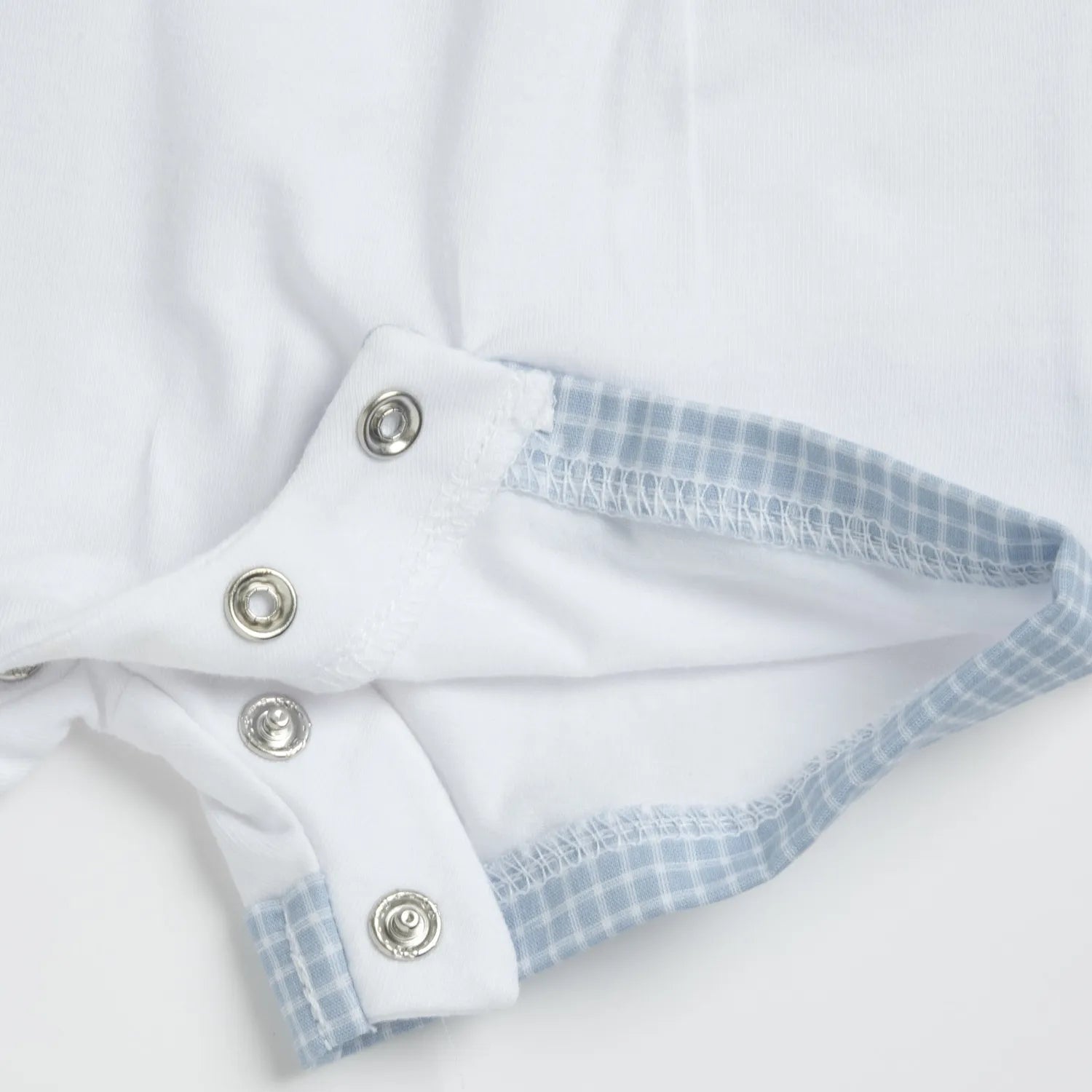 Boys White and Light Blue Short Sleeve Romper