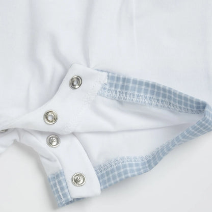 Boys White and Light Blue Short Sleeve Romper