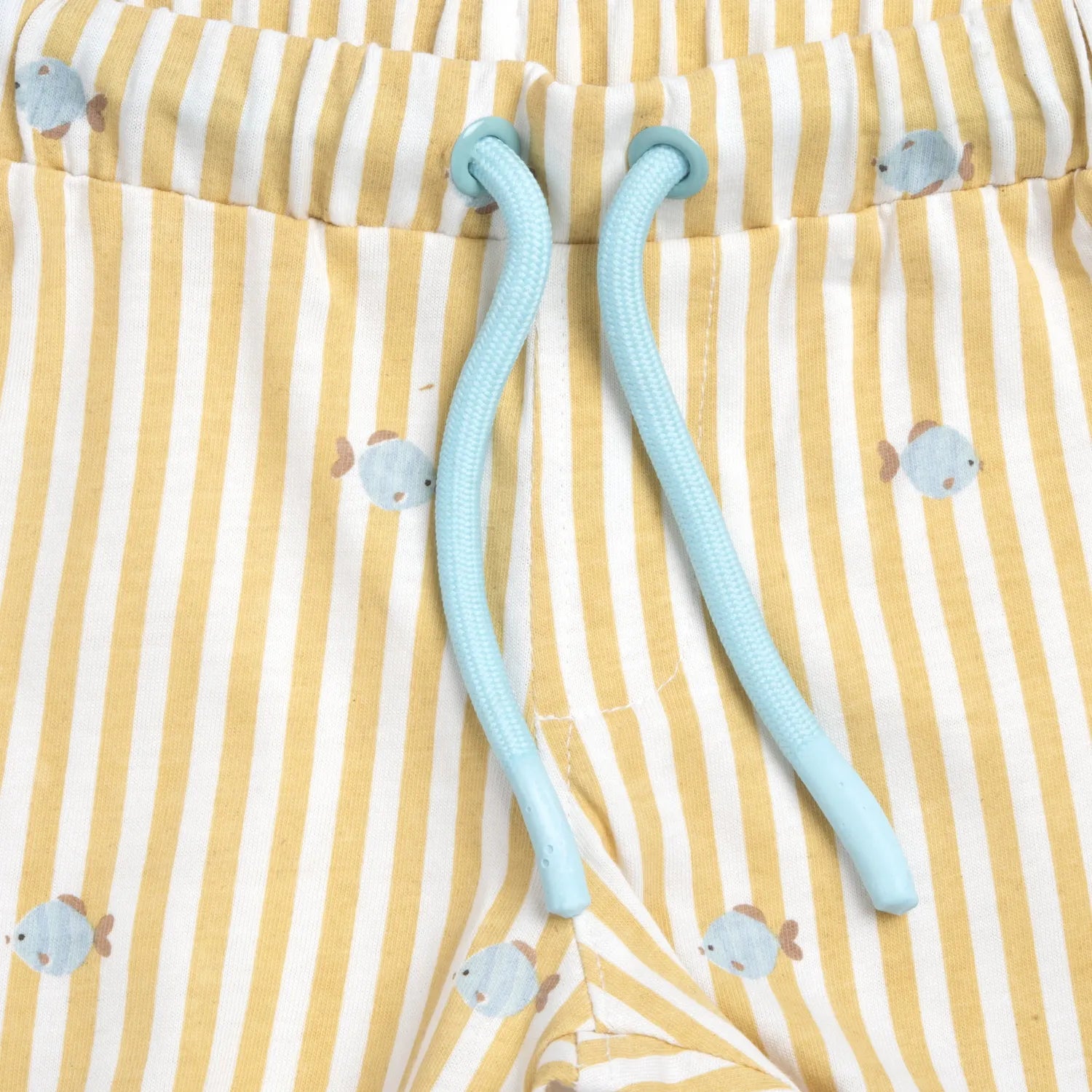 Boys White and Light Yellow Printed T-Shirt with Shorts