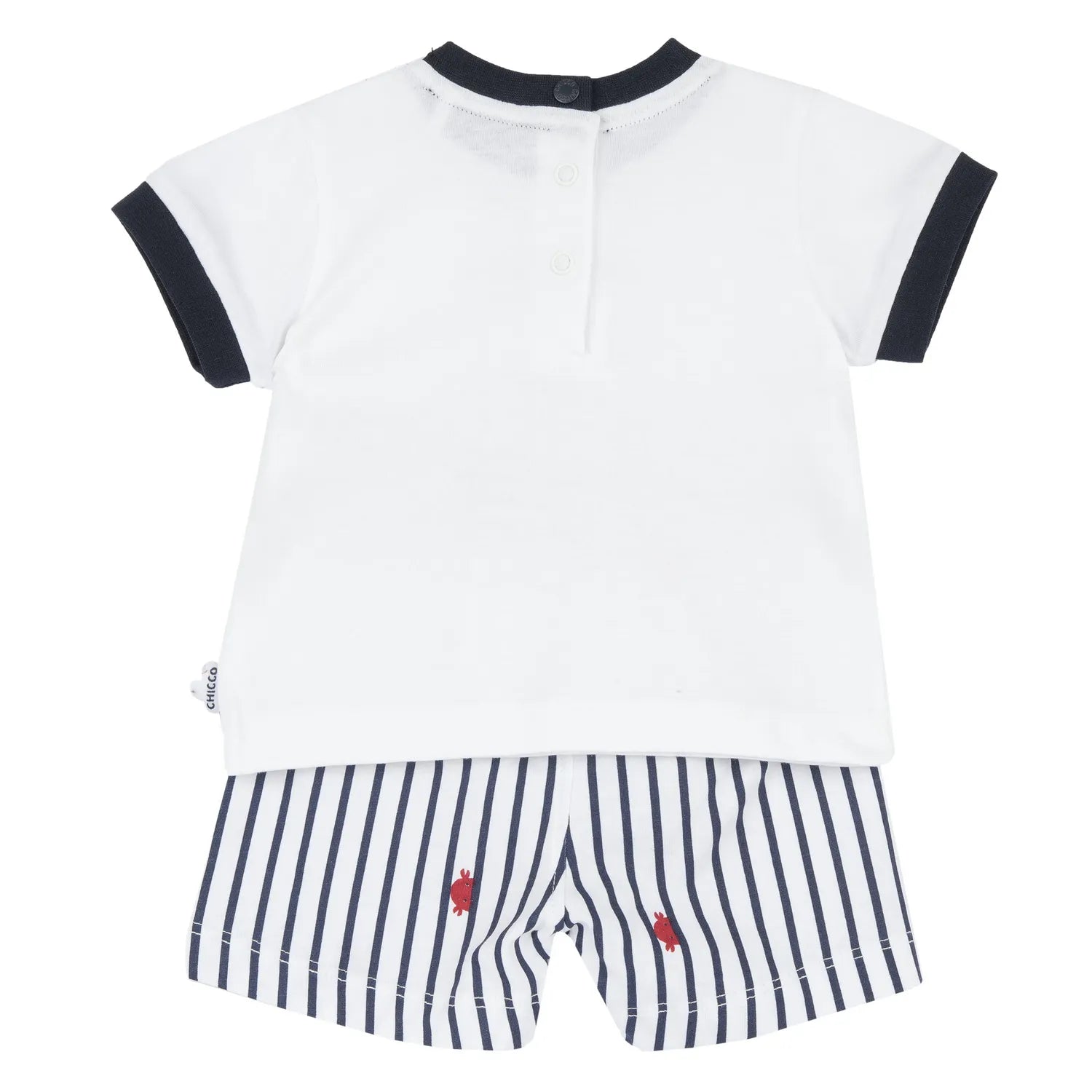 Boys White and Navy Blue Printed T-Shirt with Shorts