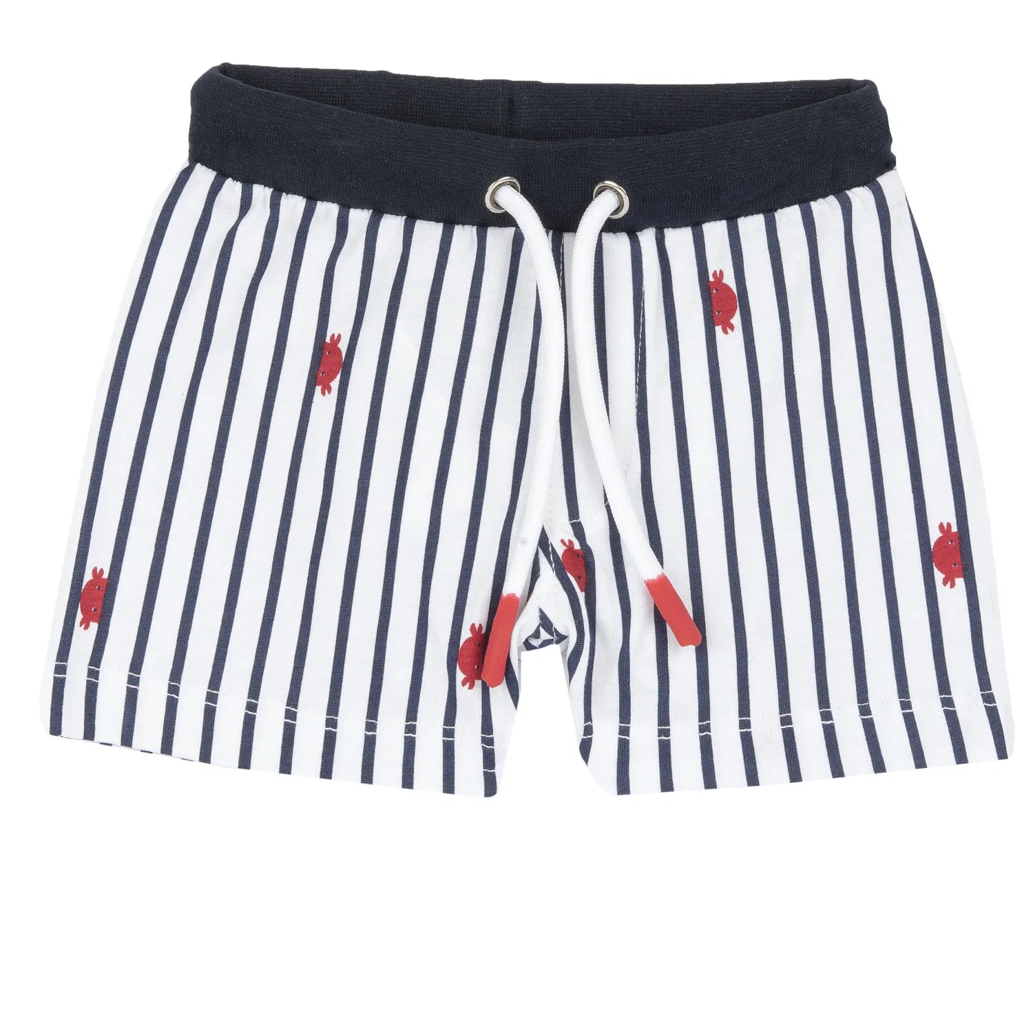 Boys White and Navy Blue Printed T-Shirt with Shorts