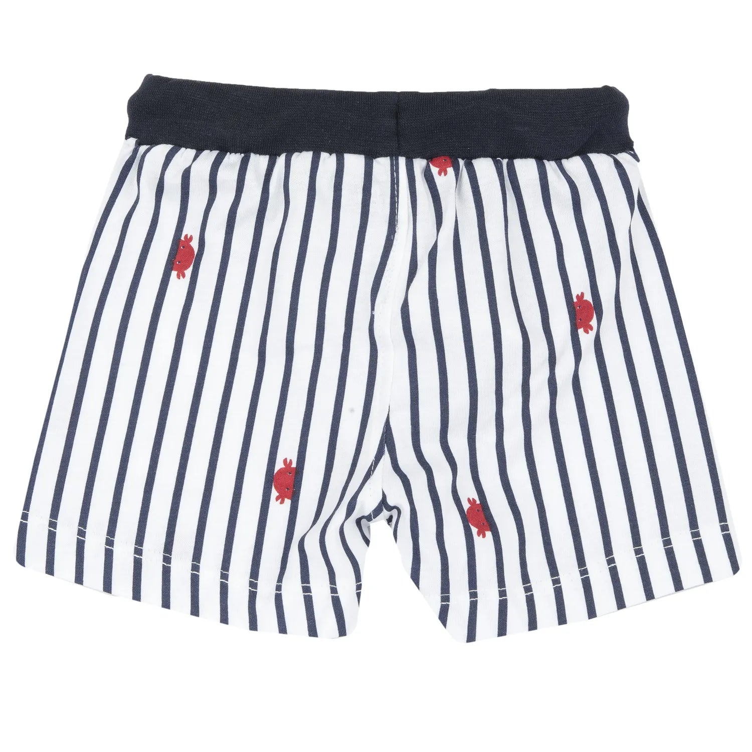 Boys White and Navy Blue Printed T-Shirt with Shorts