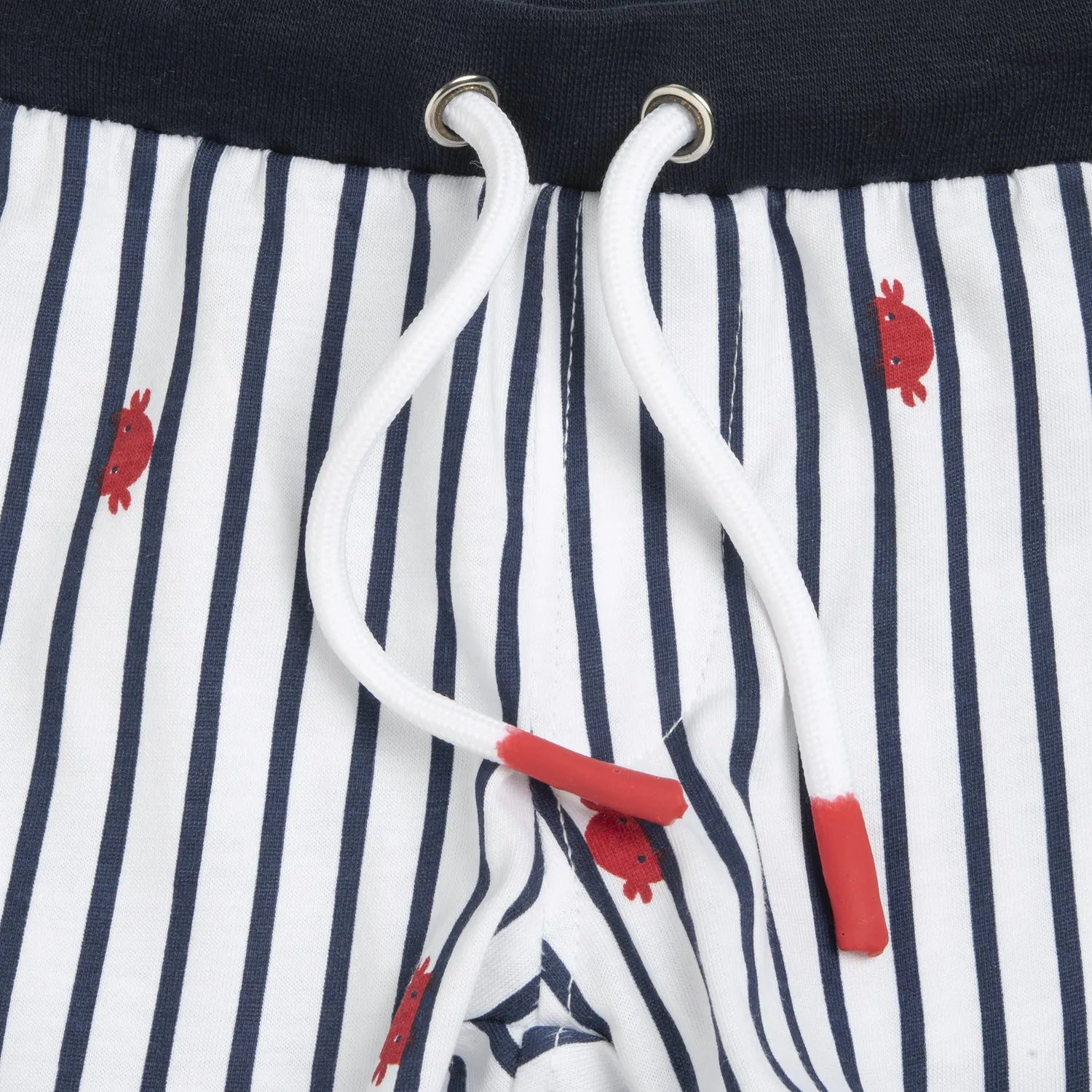 Boys White and Navy Blue Printed T-Shirt with Shorts