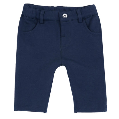Boys White &amp; Navy Embroidered Bodysuit with Trouser