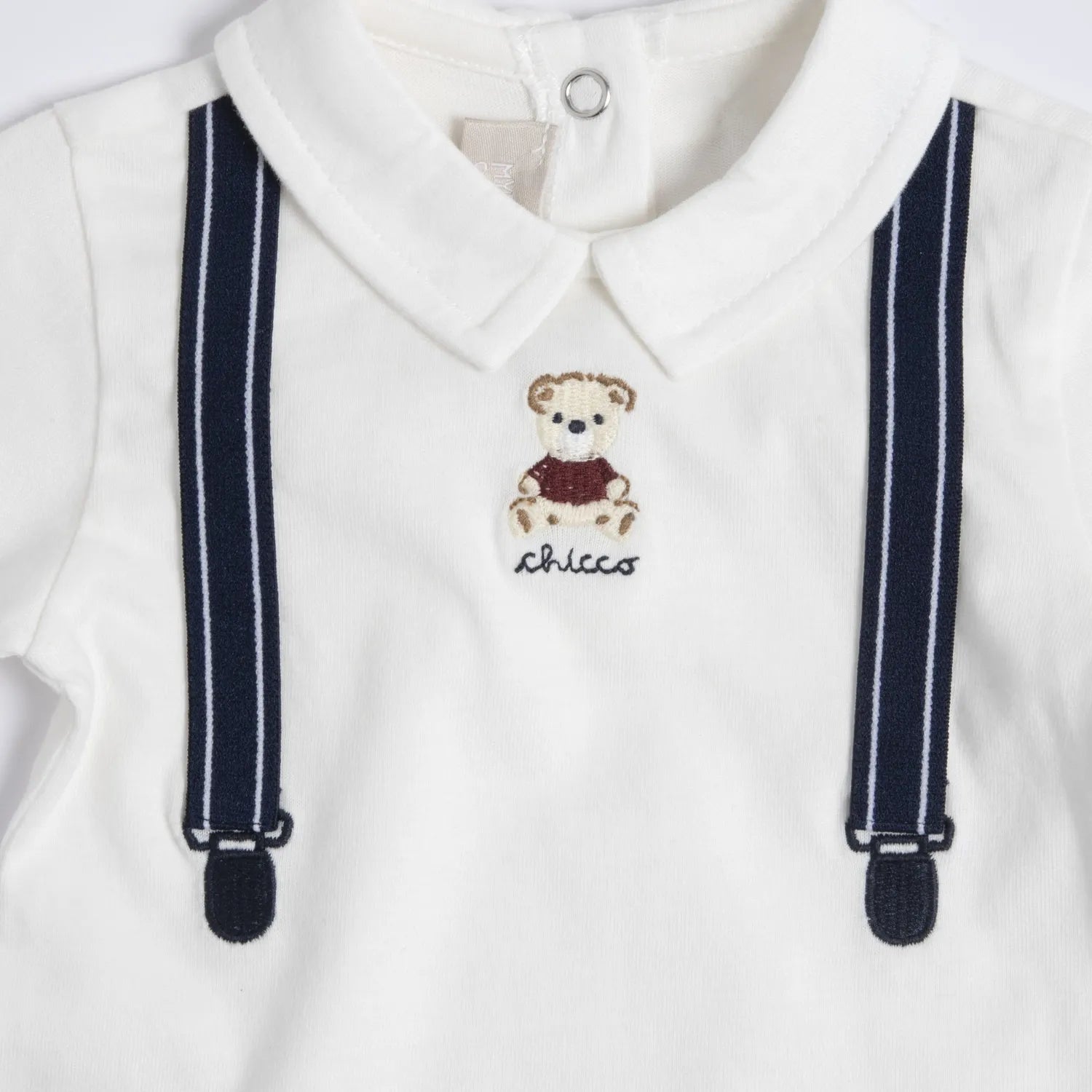 Boys White &amp; Navy Embroidered Bodysuit with Trouser