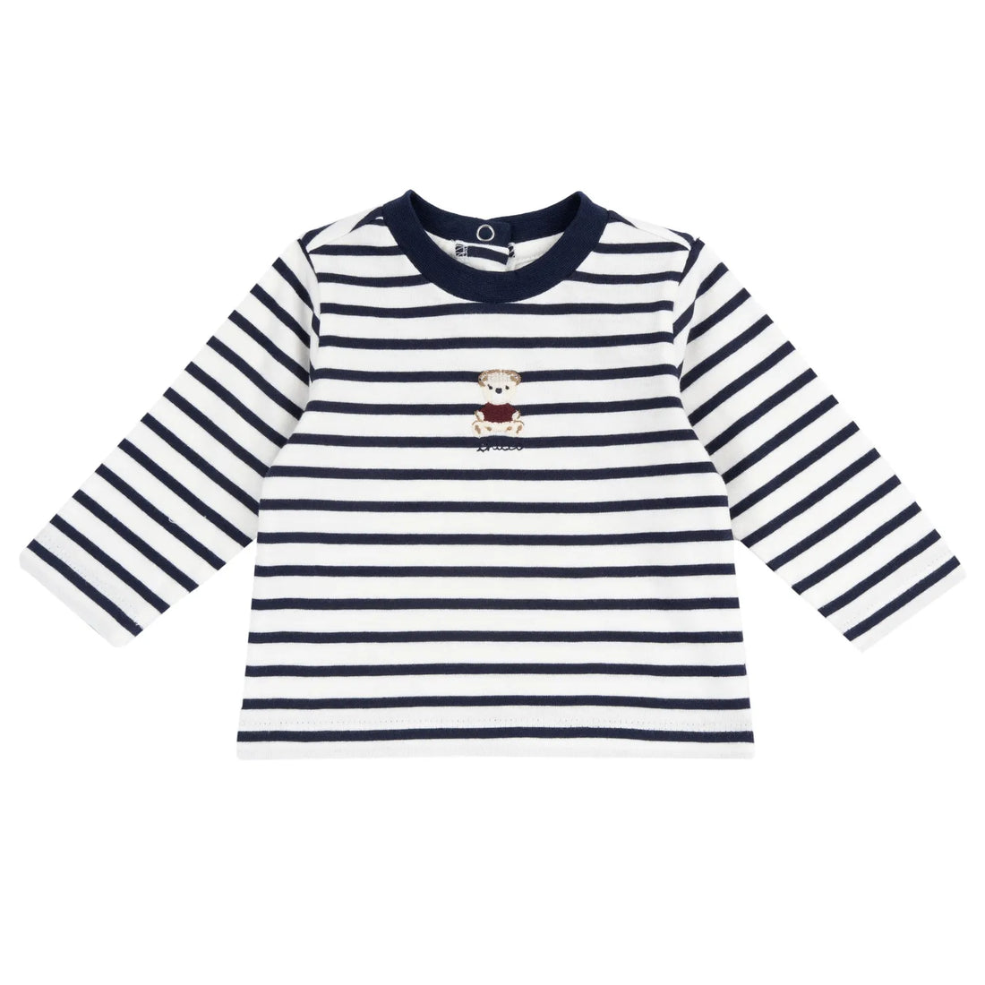 Boys White &amp; Navy Striped Knitted T-shirt
