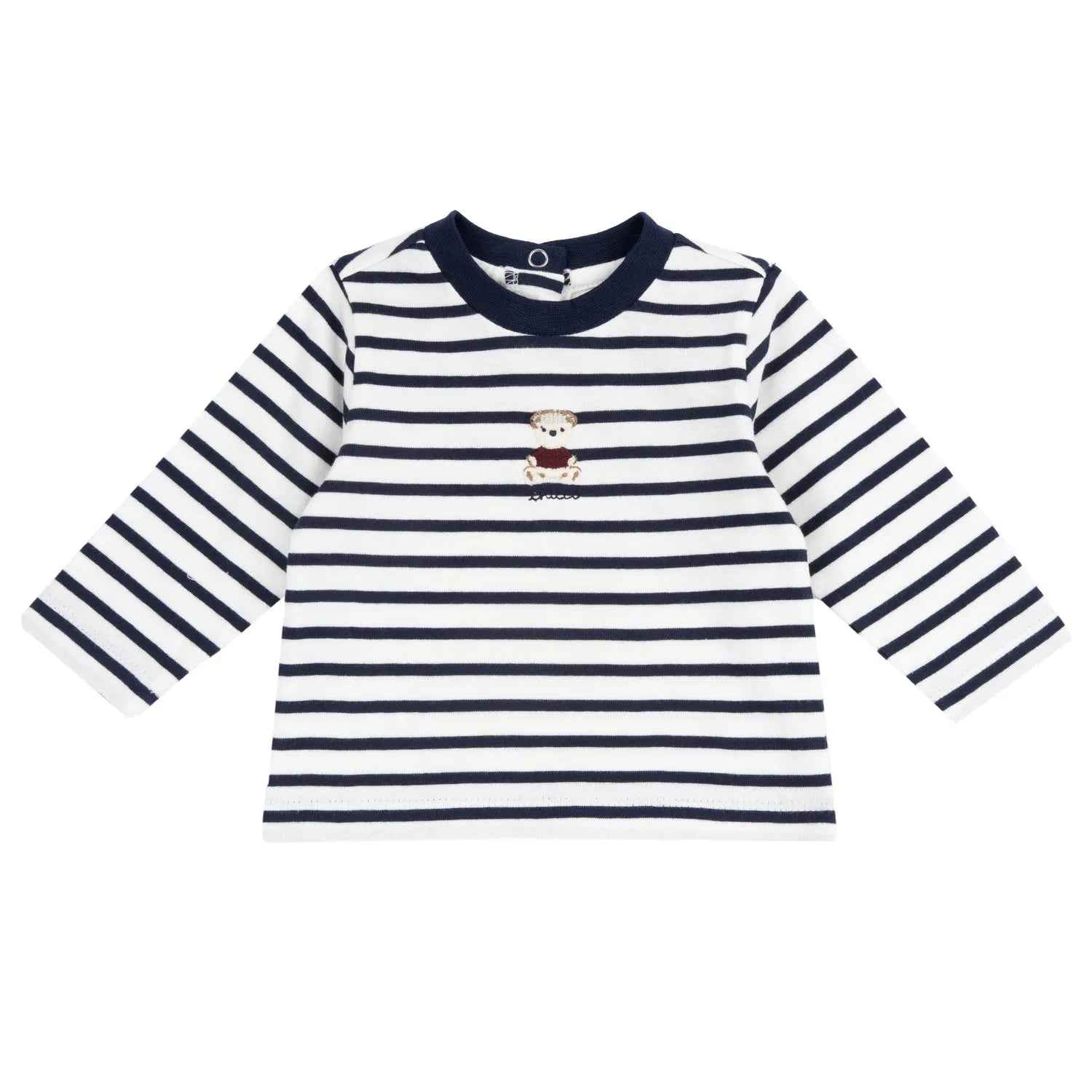 Boys White &amp; Navy Striped Knitted T-shirt