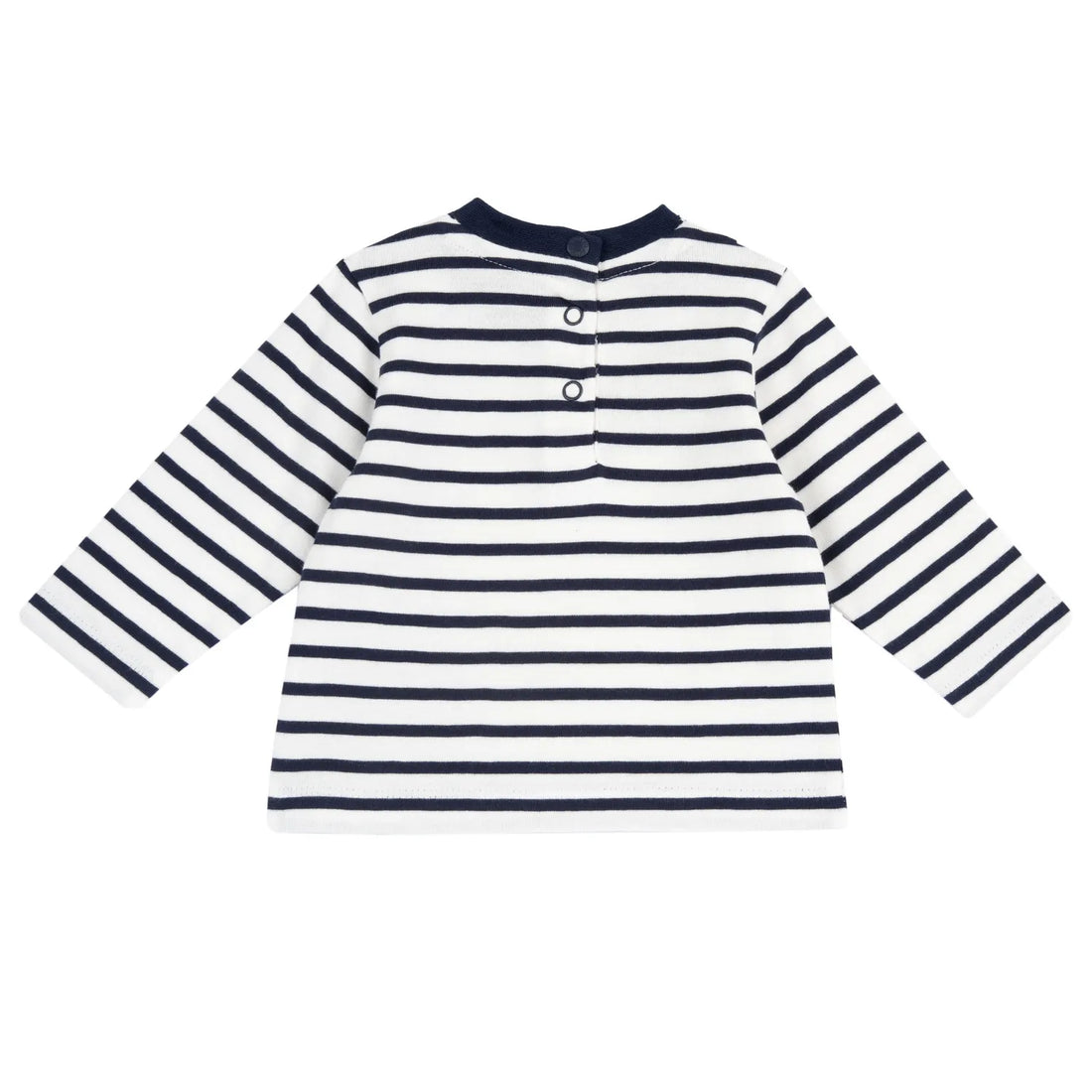 Boys White &amp; Navy Striped Knitted T-shirt