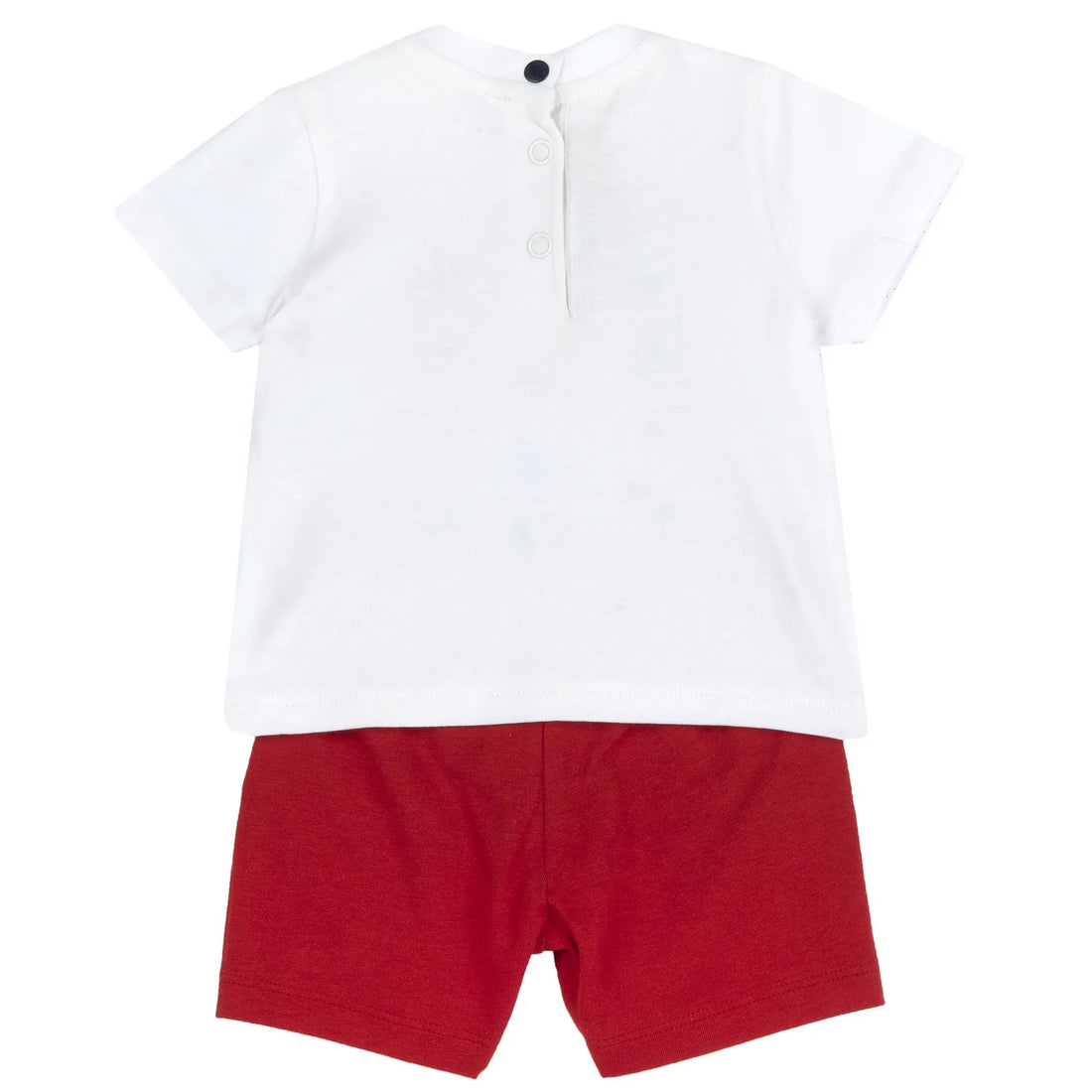 Boys White and Red Printed T-Shirt with Shorts