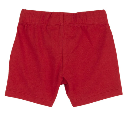 Boys White and Red Printed T-Shirt with Shorts