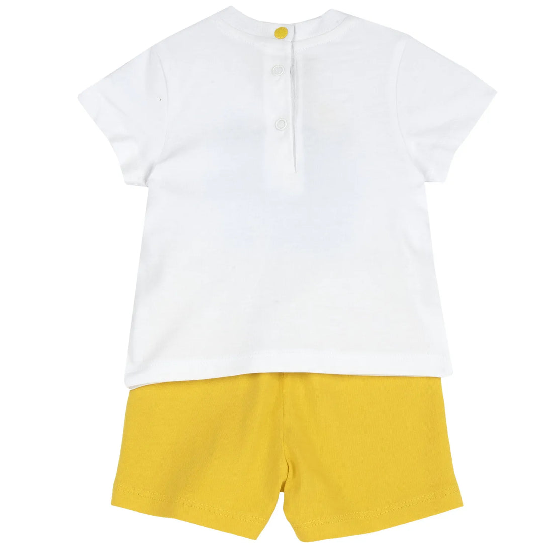 Boys White and Yellow Printed T-Shirt with Shorts