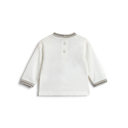 Boys White Animal Printed Cotton T-shirt