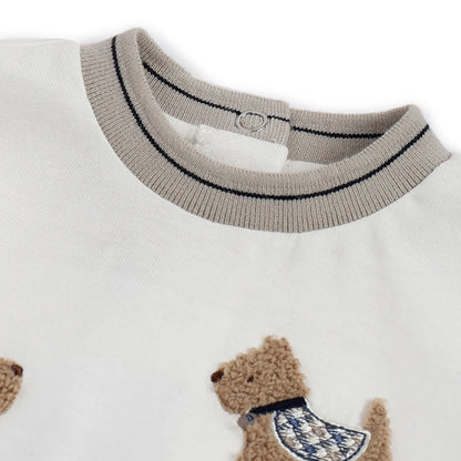 Boys White Animal Printed Cotton T-shirt