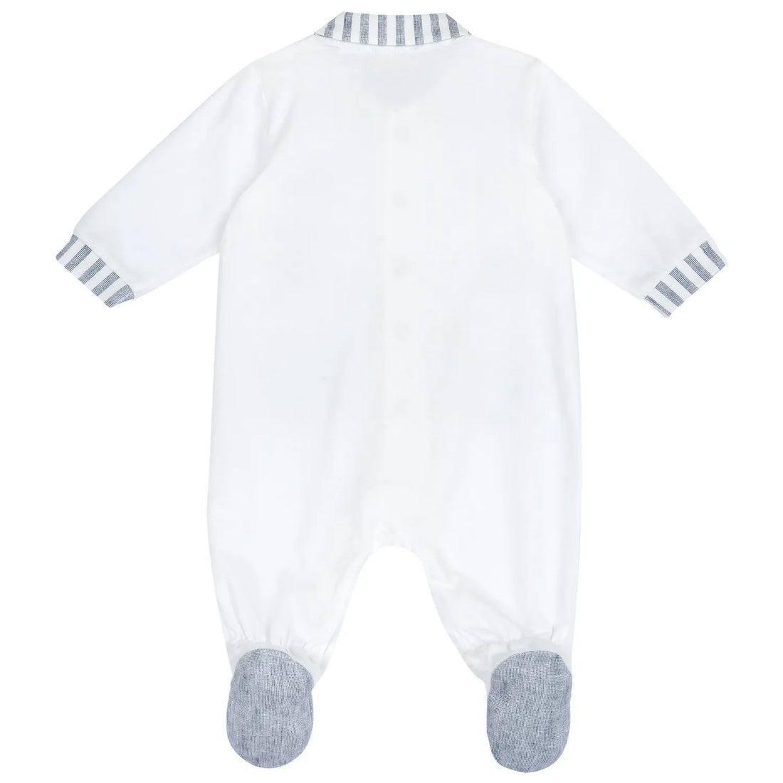 Boys White Applique Front Opening Babysuit