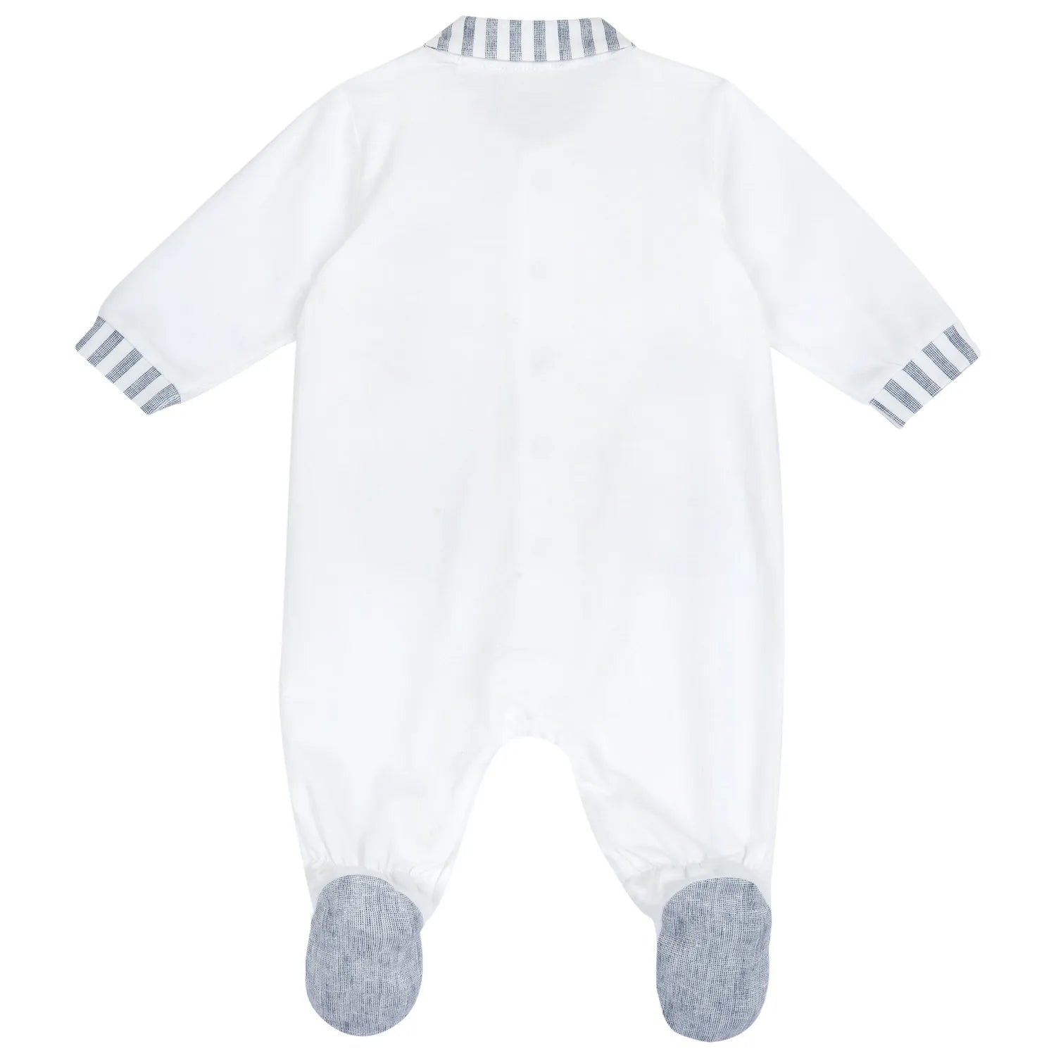 Boys White Applique Front Opening Babysuit