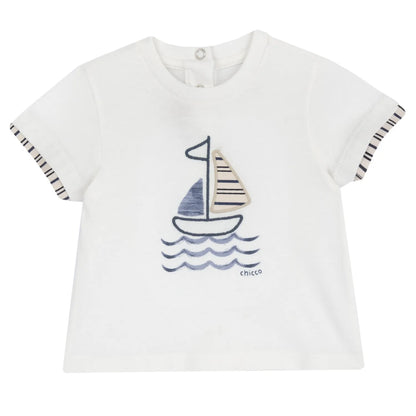 Boys White Applique T-shirt