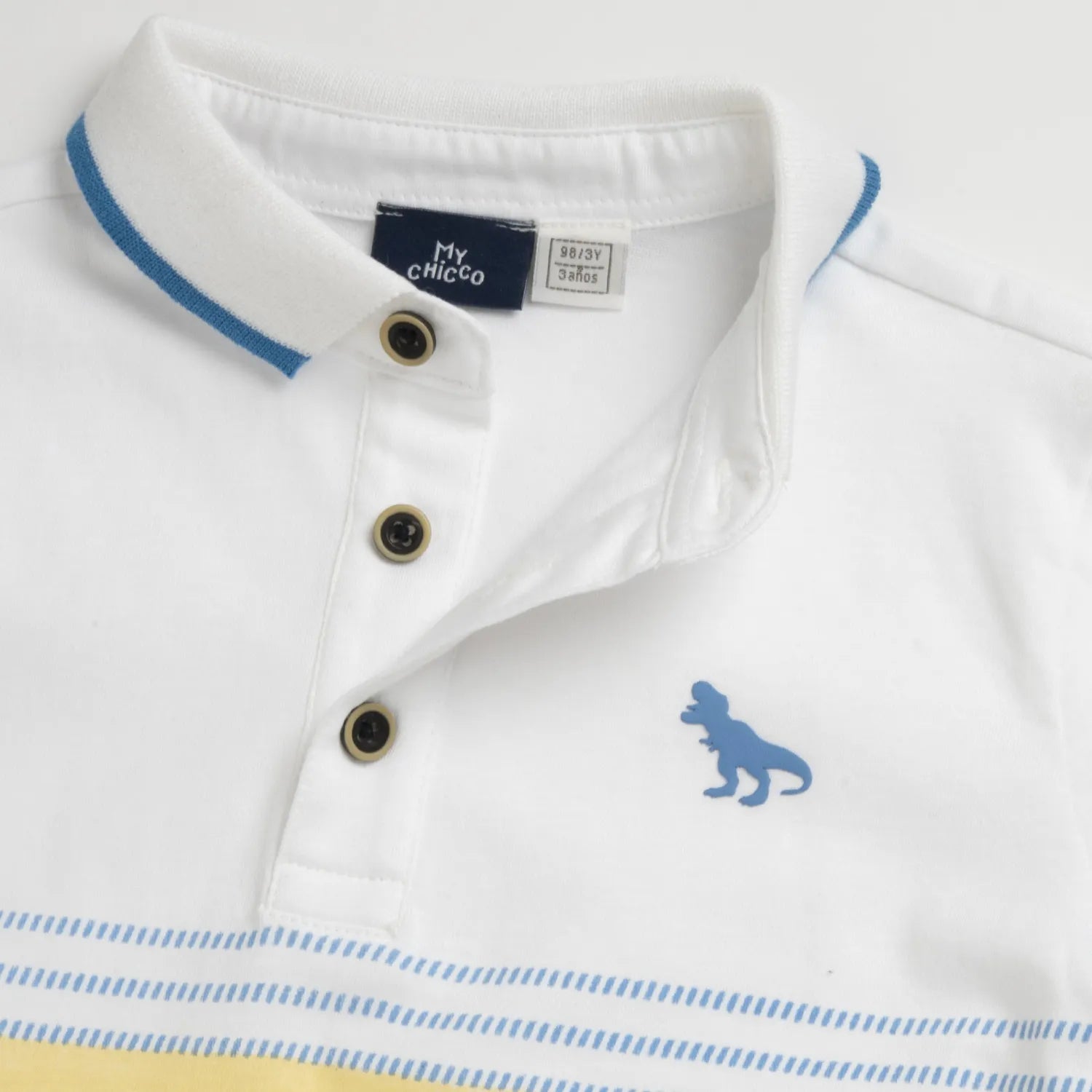 Boys White Colorblocked Polo T-shirt
