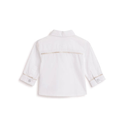 Boys White Cotton Solid Shirt