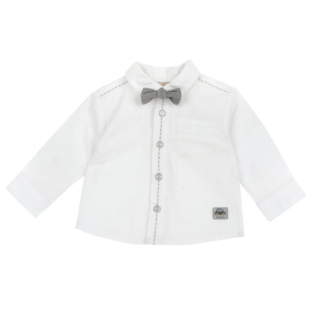 Boys White Embellished Cotton Shirt