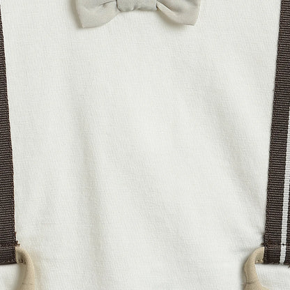 Boys White Embellished T-shirt With Trousers