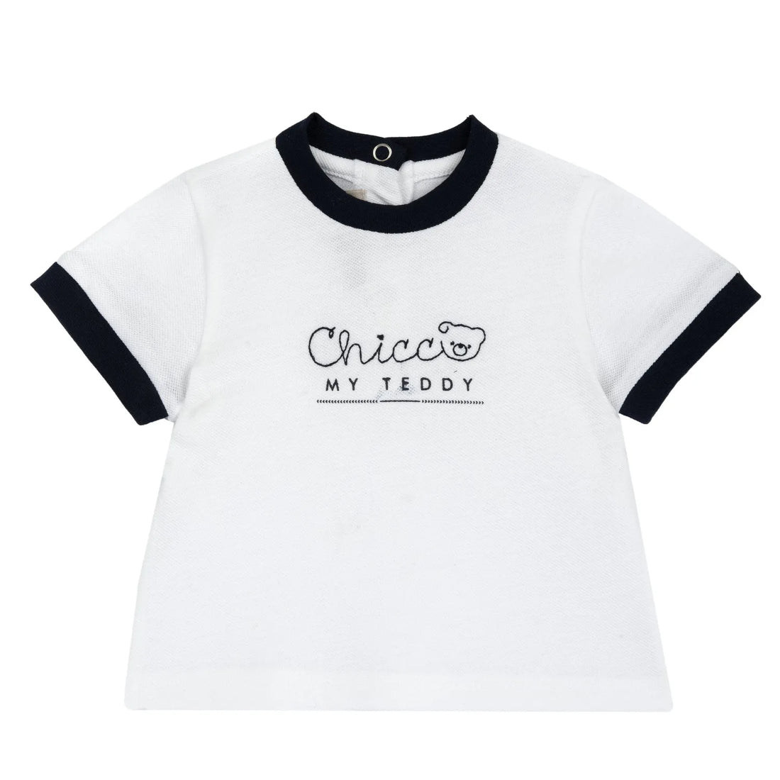 Boys White Embroidered Knitted T-shirt