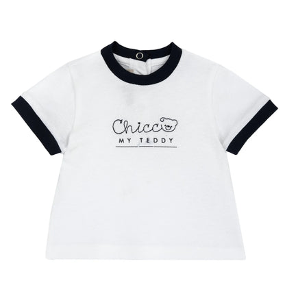 Boys White Embroidered Knitted T-shirt