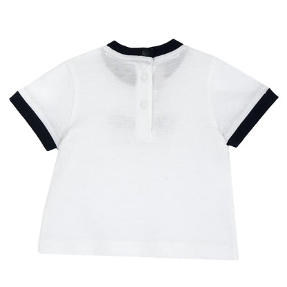 Boys White Embroidered Knitted T-shirt