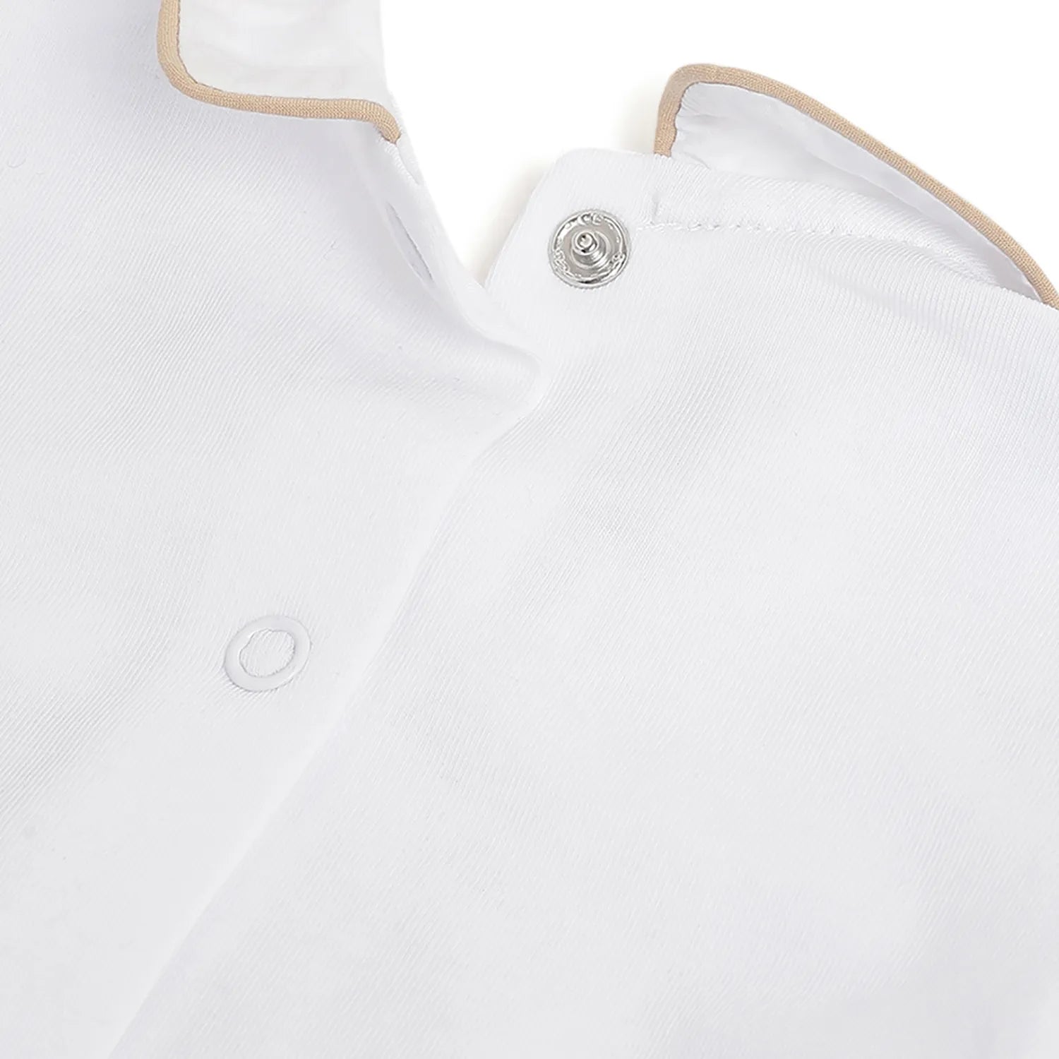 Boys White Embroidered Leg Opening Babysuit