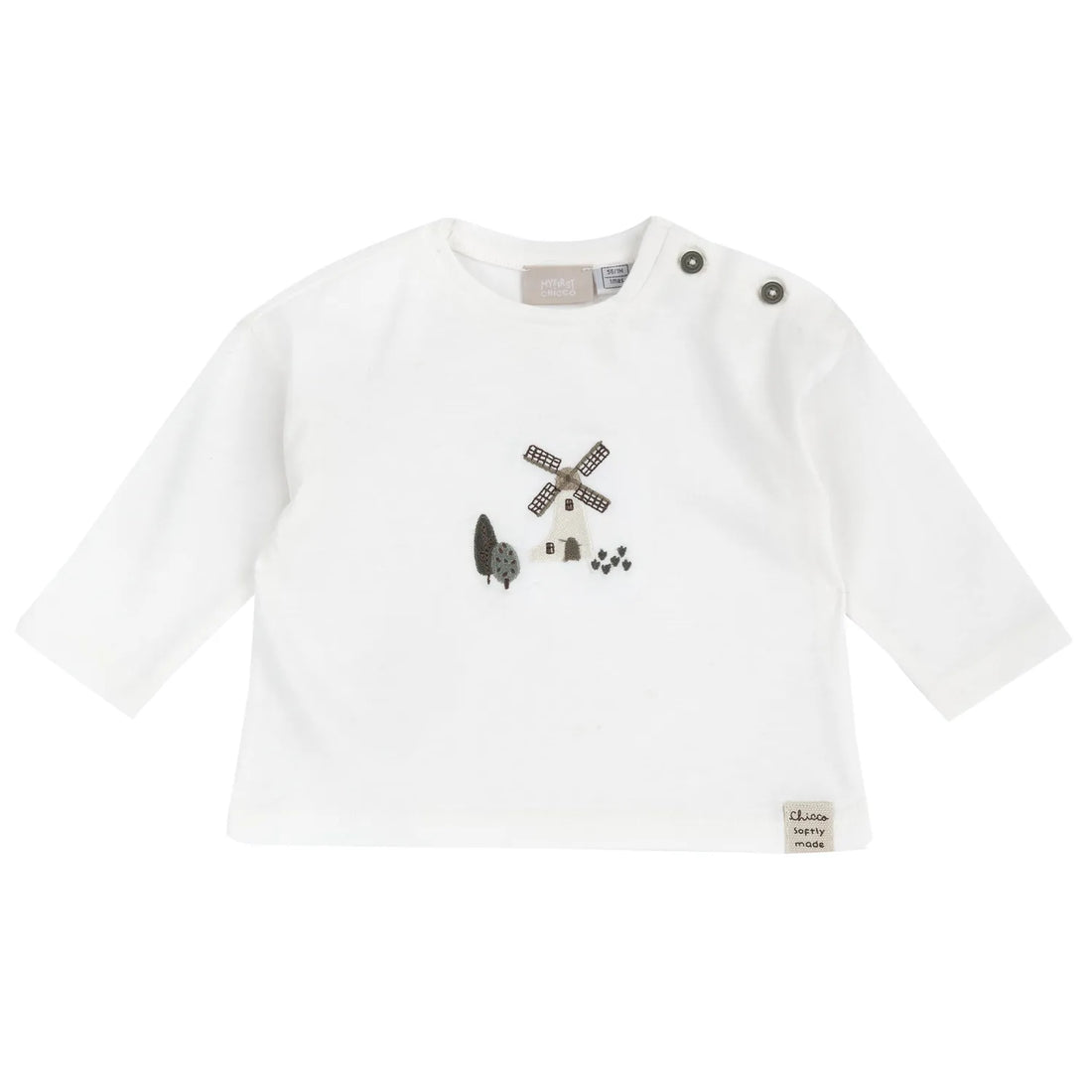 Boys White Embroidered Long Sleeve T-shirt