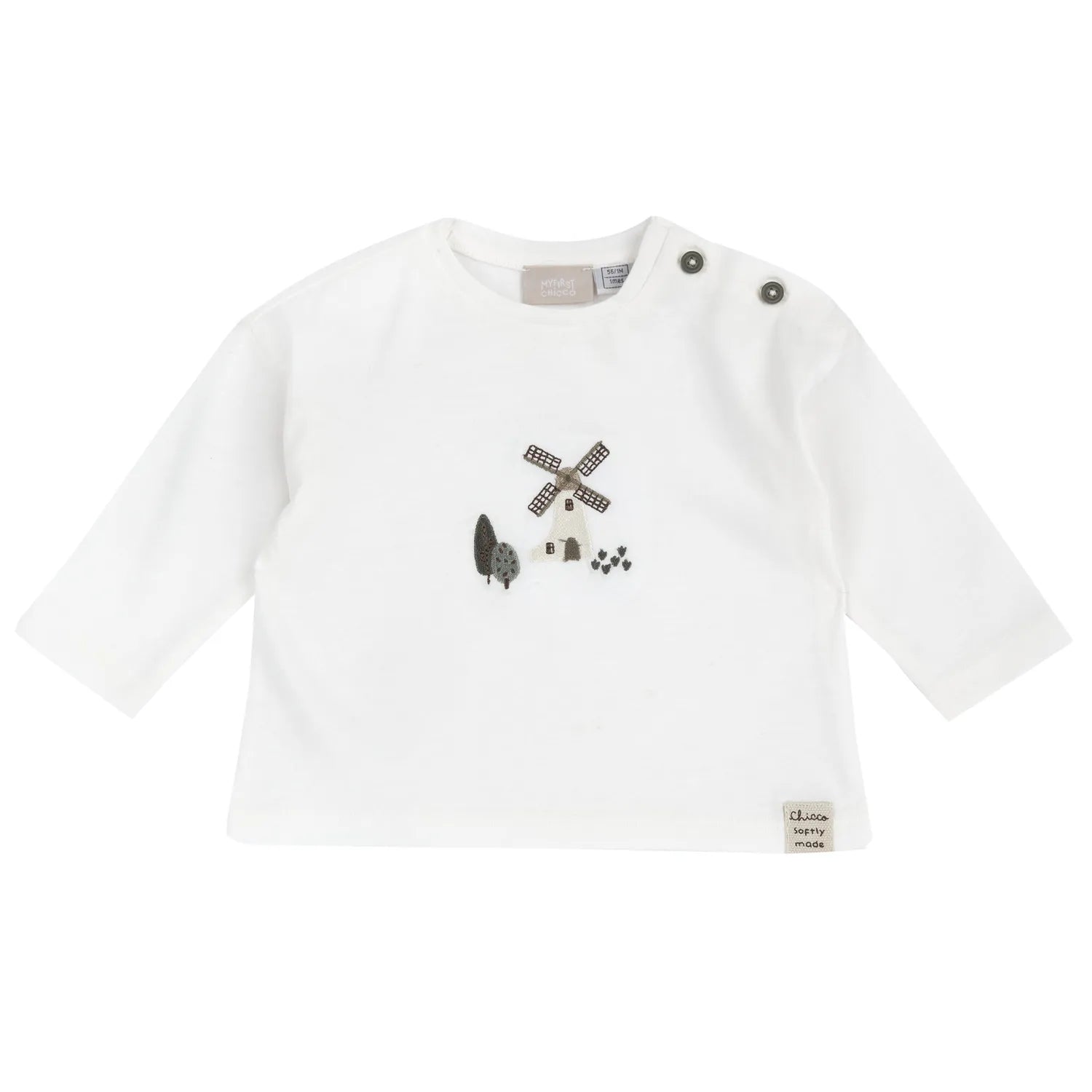 Boys White Embroidered Long Sleeve T-shirt