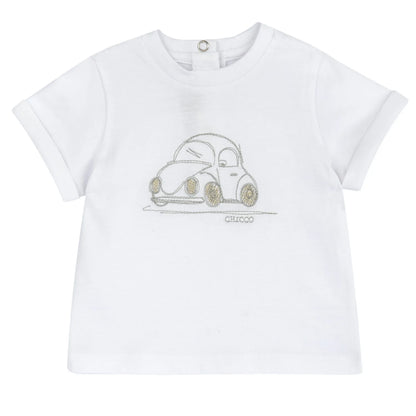 Boys White Embroidered T-shirt