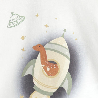 Boys White Graphic Printed Cotton T-shirt