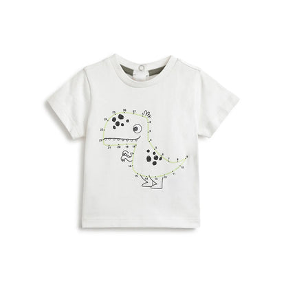 Boys White Graphic Printed T-shirt
