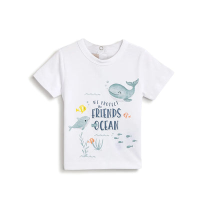 Boys White Graphic Printed T-shirt