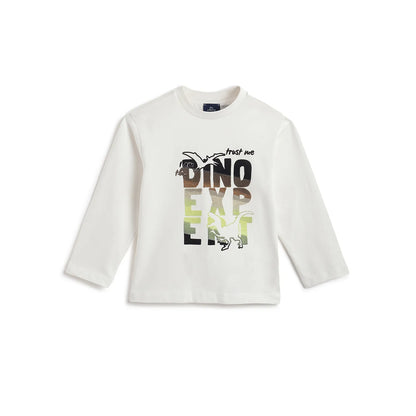 Boys White Graphic Printed T-shirt
