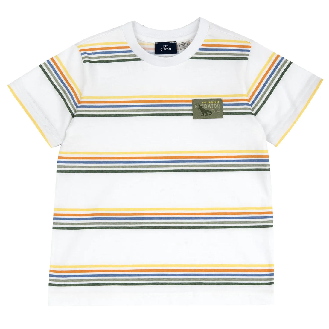 Boys White Horizontal Striped T-shirt