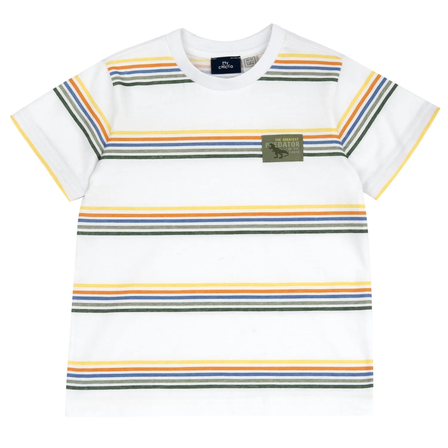 Boys White Horizontal Striped T-shirt