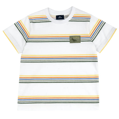 Boys White Horizontal Striped T-shirt