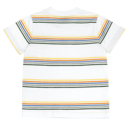 Boys White Horizontal Striped T-shirt