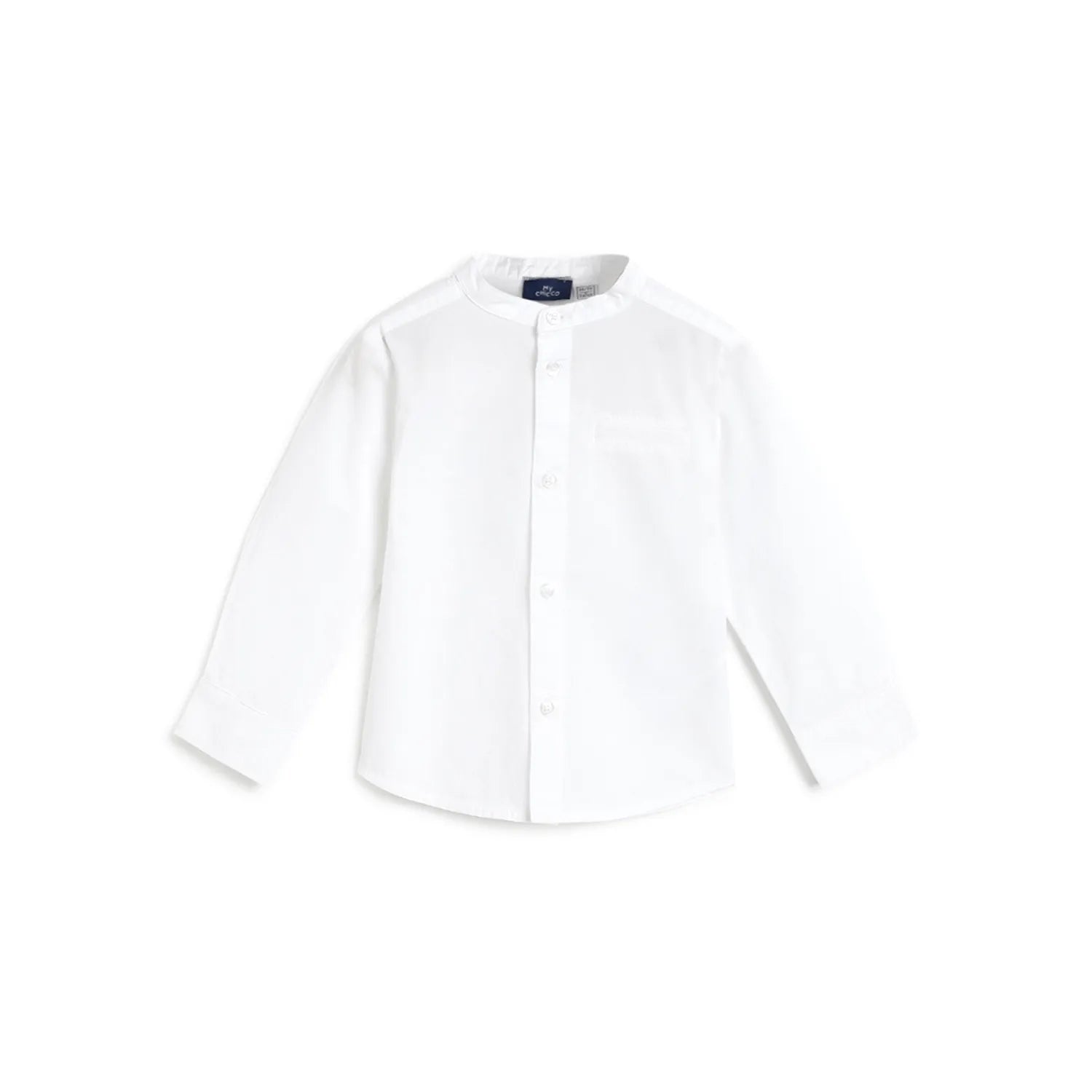 Boys White Mandarin Collar Casual Shirt