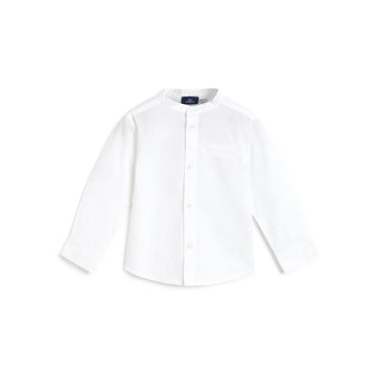 Boys White Mandarin Collar Casual Shirt