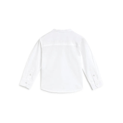 Boys White Mandarin Collar Casual Shirt