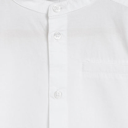 Boys White Mandarin Collar Casual Shirt