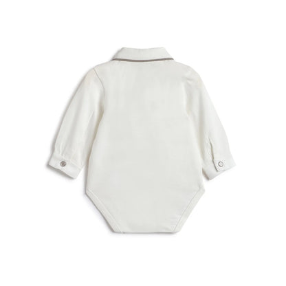 Boys White Printed Bodysuit T-shirt