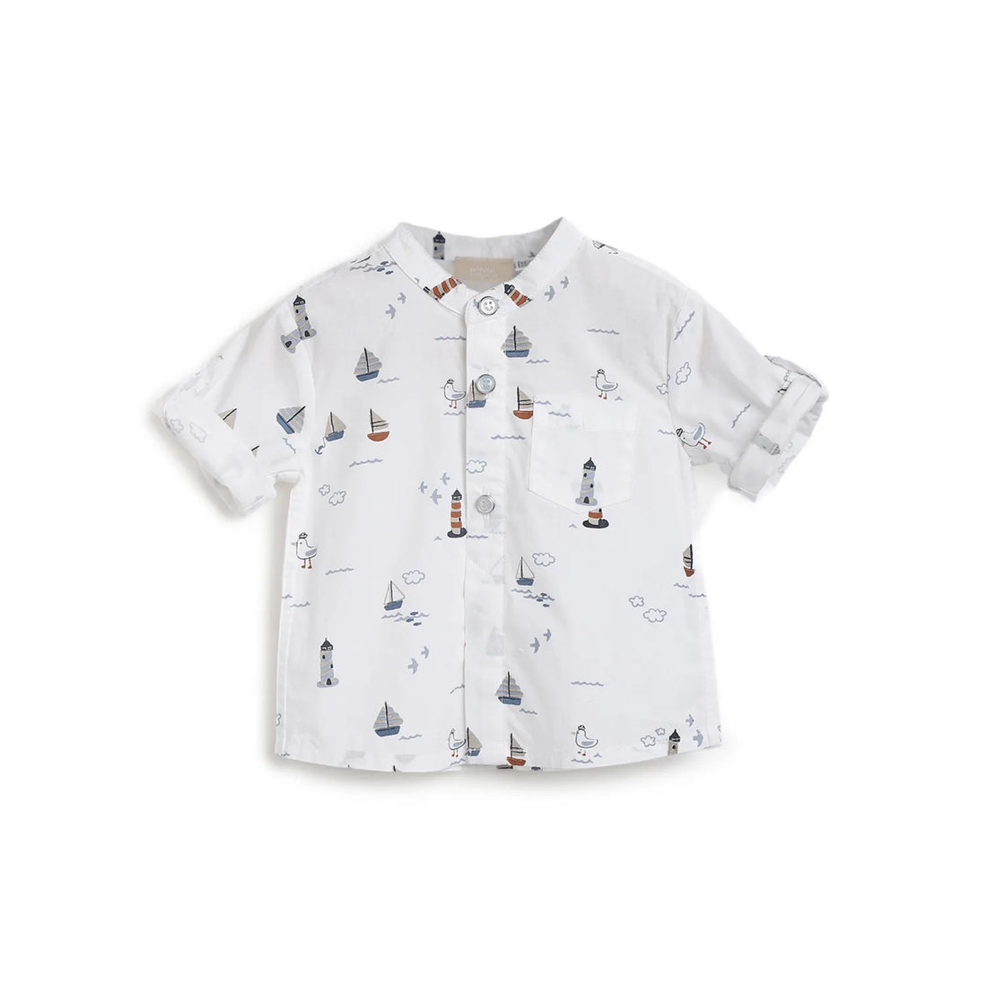 Boys White Printed Casual Shirt