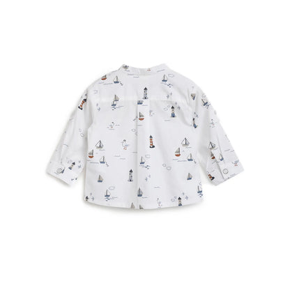 Boys White Printed Casual Shirt